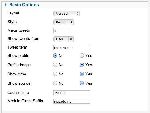 Xpert Tweets settings