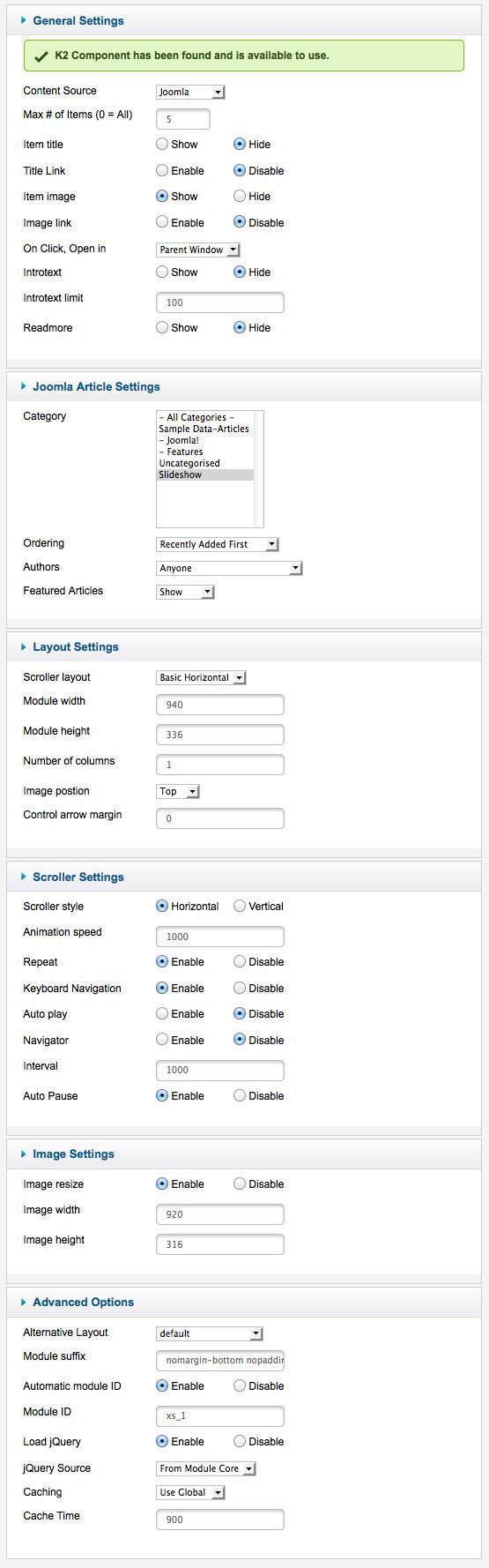 slideshow settings