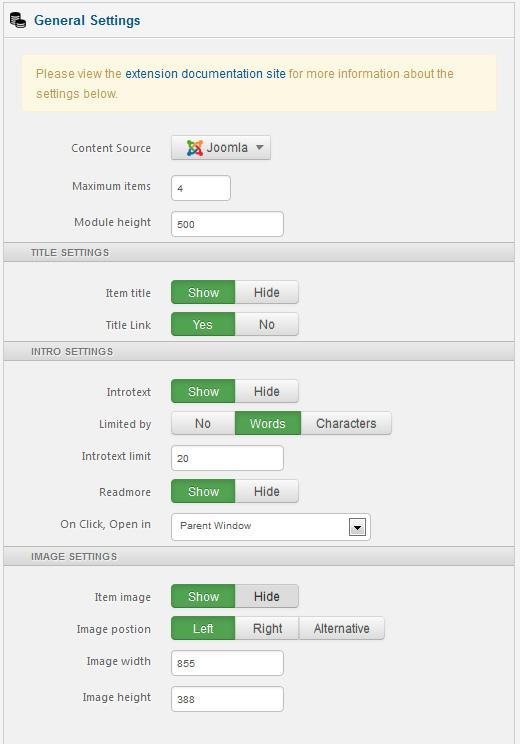 parallax slider settings