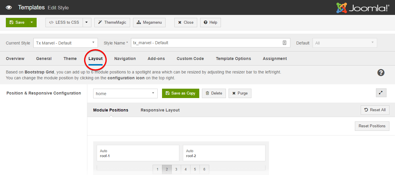 T3 Layout Settings