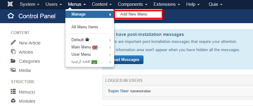 User Menu 10