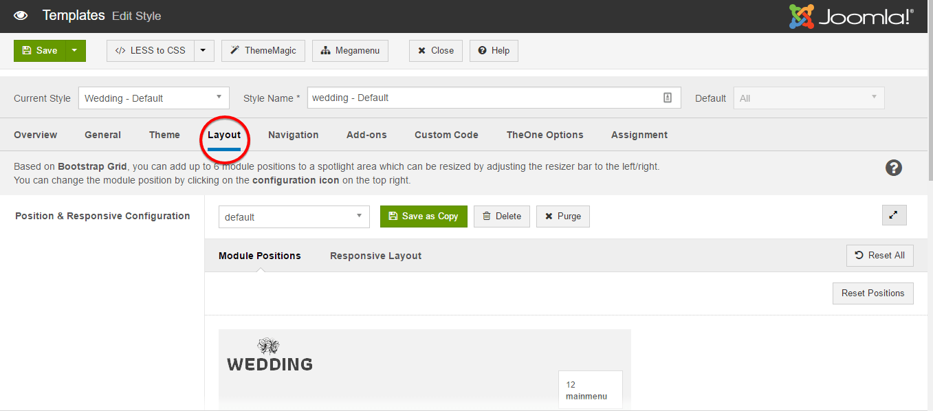 T3 Layout Settings