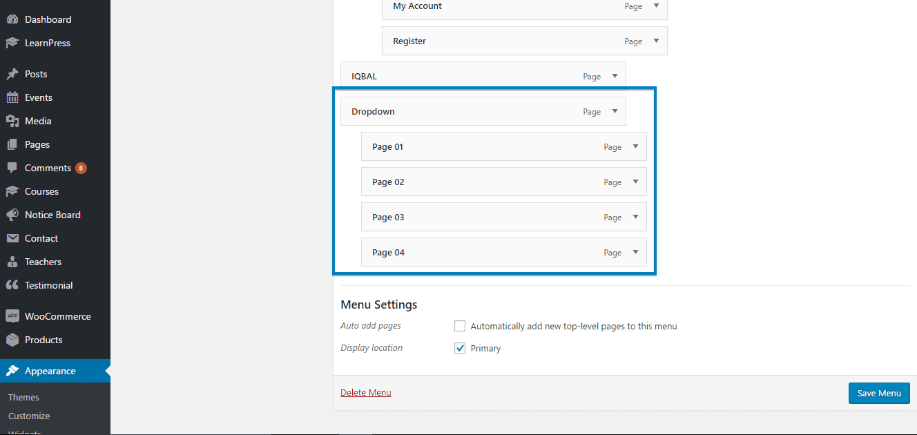 Dropdown Menu