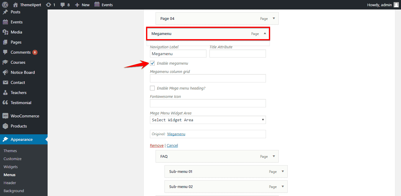 Creating Megamenu