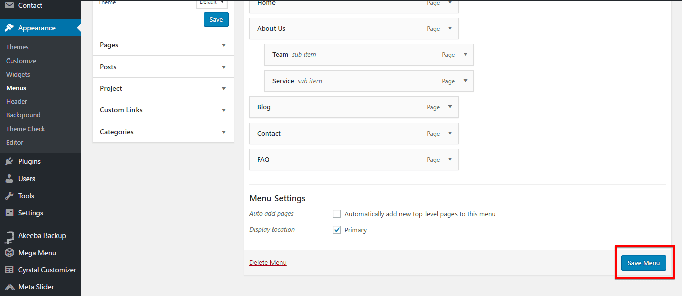 Dropdown Menu