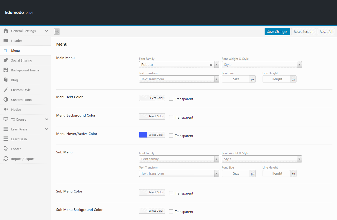 Header Options