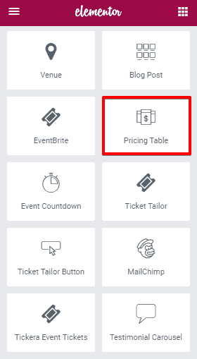 Pricing Table