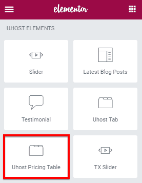 uHost Pricing Table