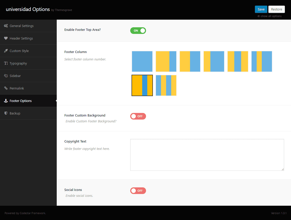 Footer Options