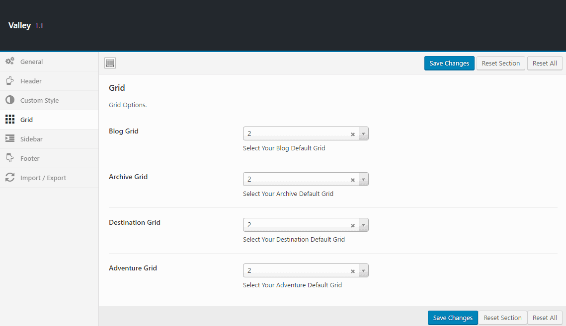 Grid Settings