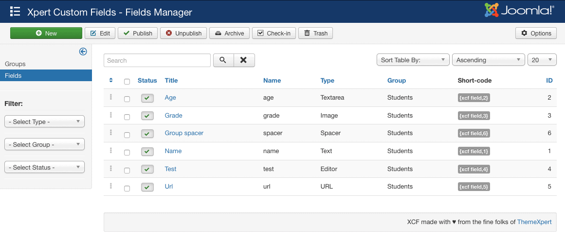 Fields List