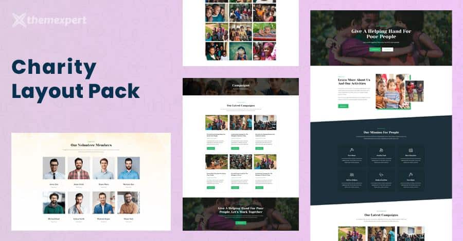Introducing Charity Layout Pack for Quix Page Builder
