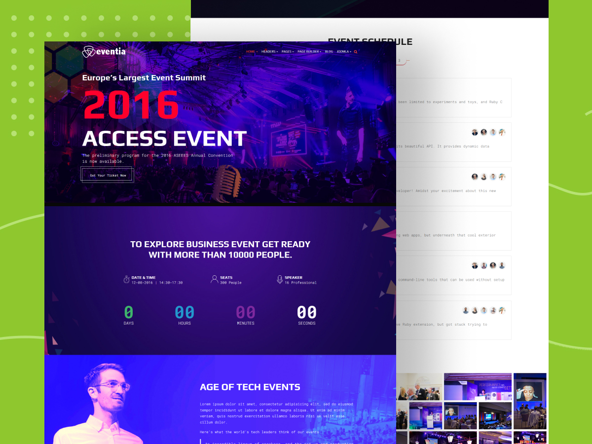 Eventia Unleash the Power of Your Events with this Event Joomla Template.